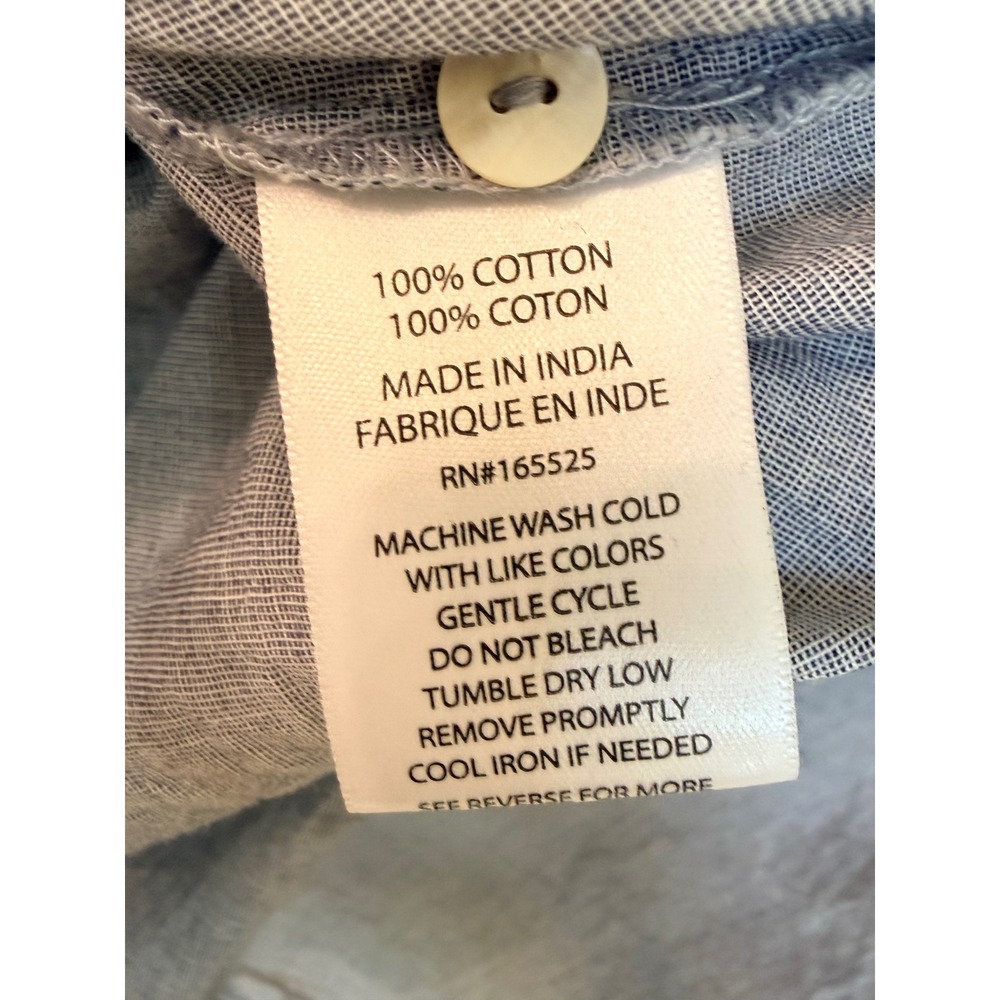 Lola River Blue Cotton Button Down Shirt Oversized High Low Chambray Top - Picture 5 of 5
